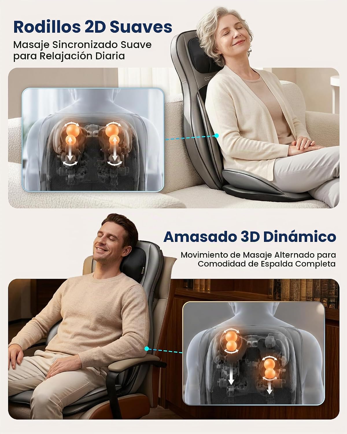 COMFIER Silla masajeadora con calor, masajeador de espalda Shiatsu...