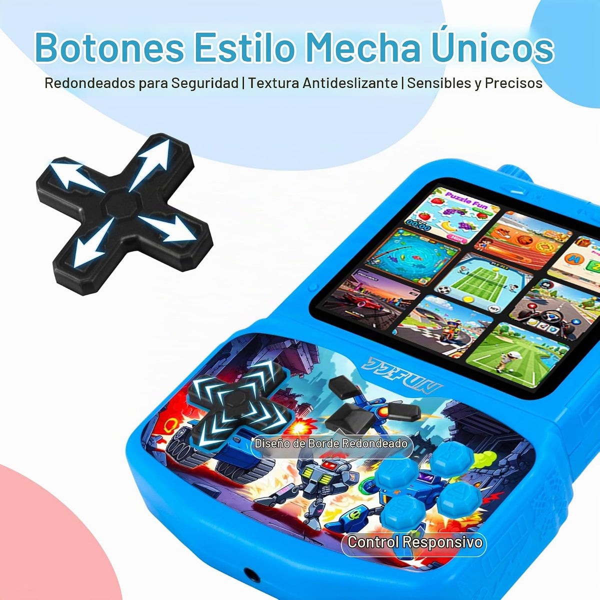 JJFUN Consola de juegos portátil para niños, estilo robot mecha con...