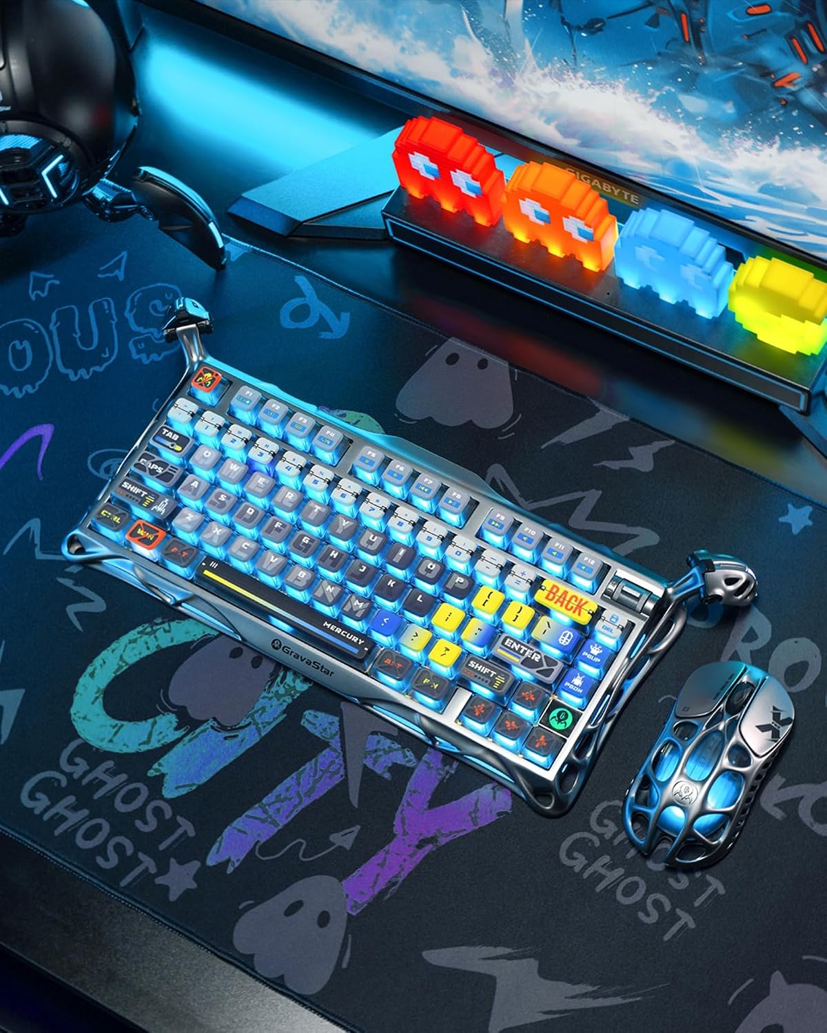 GravaStar Mercury K1 Pro Teclado mecánico inalámbrico para juegos,...