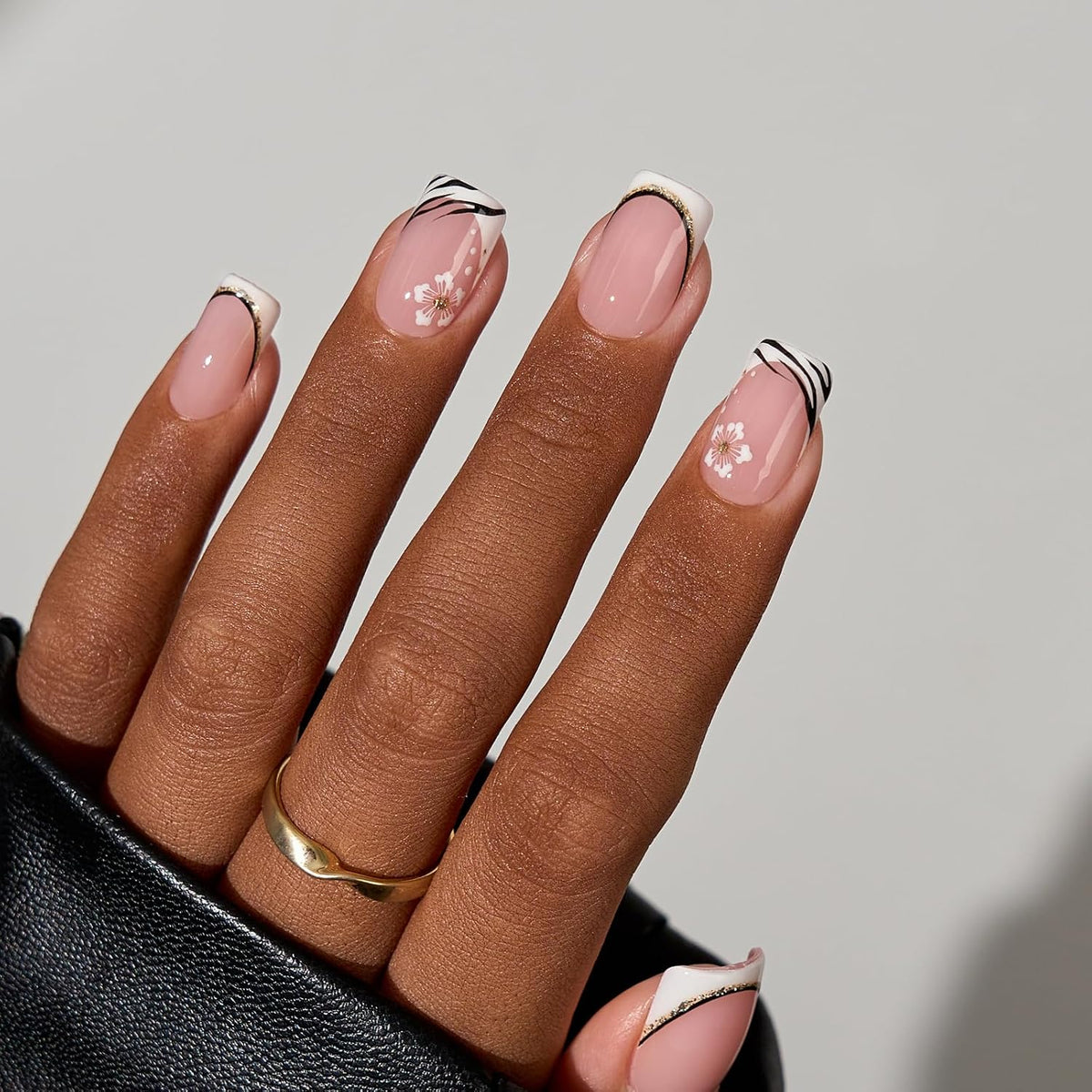 BTArtboxnails - Uñas postizas a presión con punta francesa blanca,...