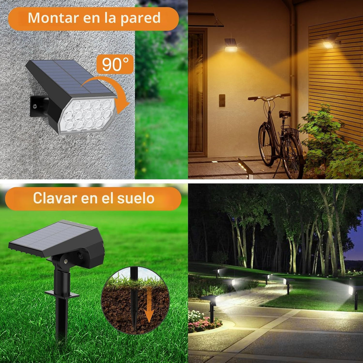 WELALO Focos Solares que Cambian de Color para Exteriores, Luces So...