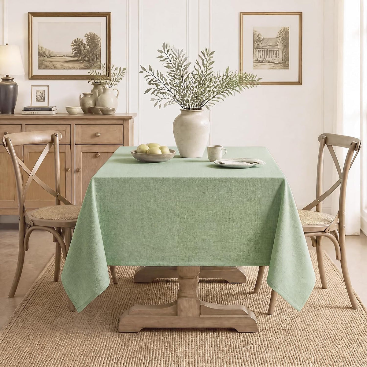 Veblandy Mantel rectangular de lino texturizado, impermeable y resi...