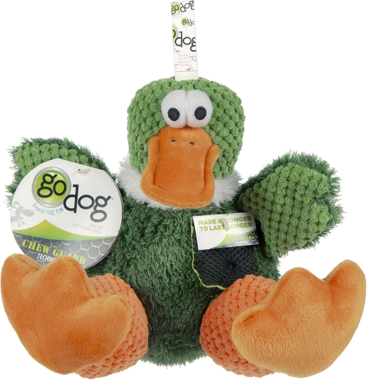 goDog Checkers Pato Sentado - Juguete chirriante de peluche para pe...