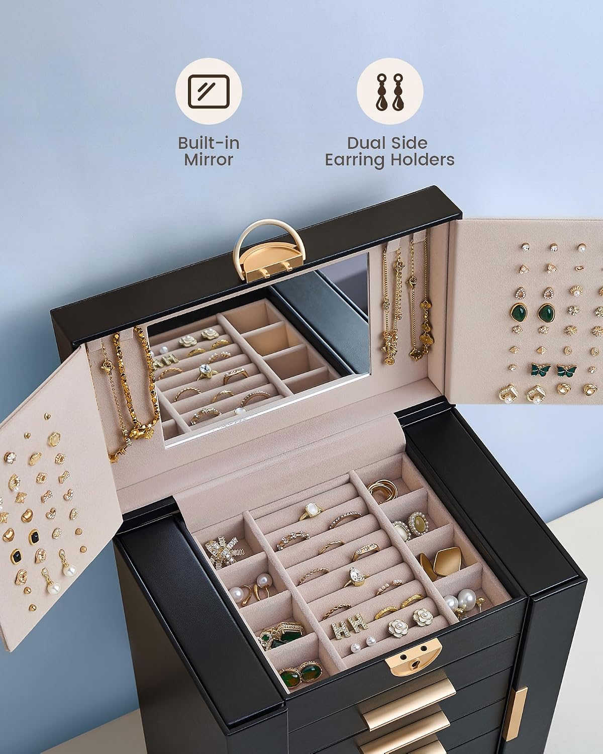 Lolalet Joyero organizador grande para mujer, organizador de joyas...