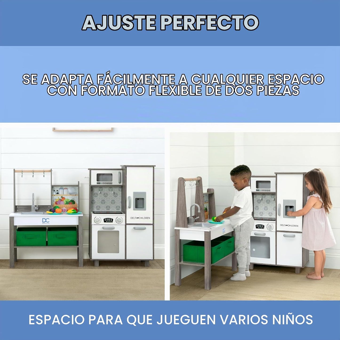 Delta Children - Cocina de juguete de esquina todo en uno Gourmet -...
