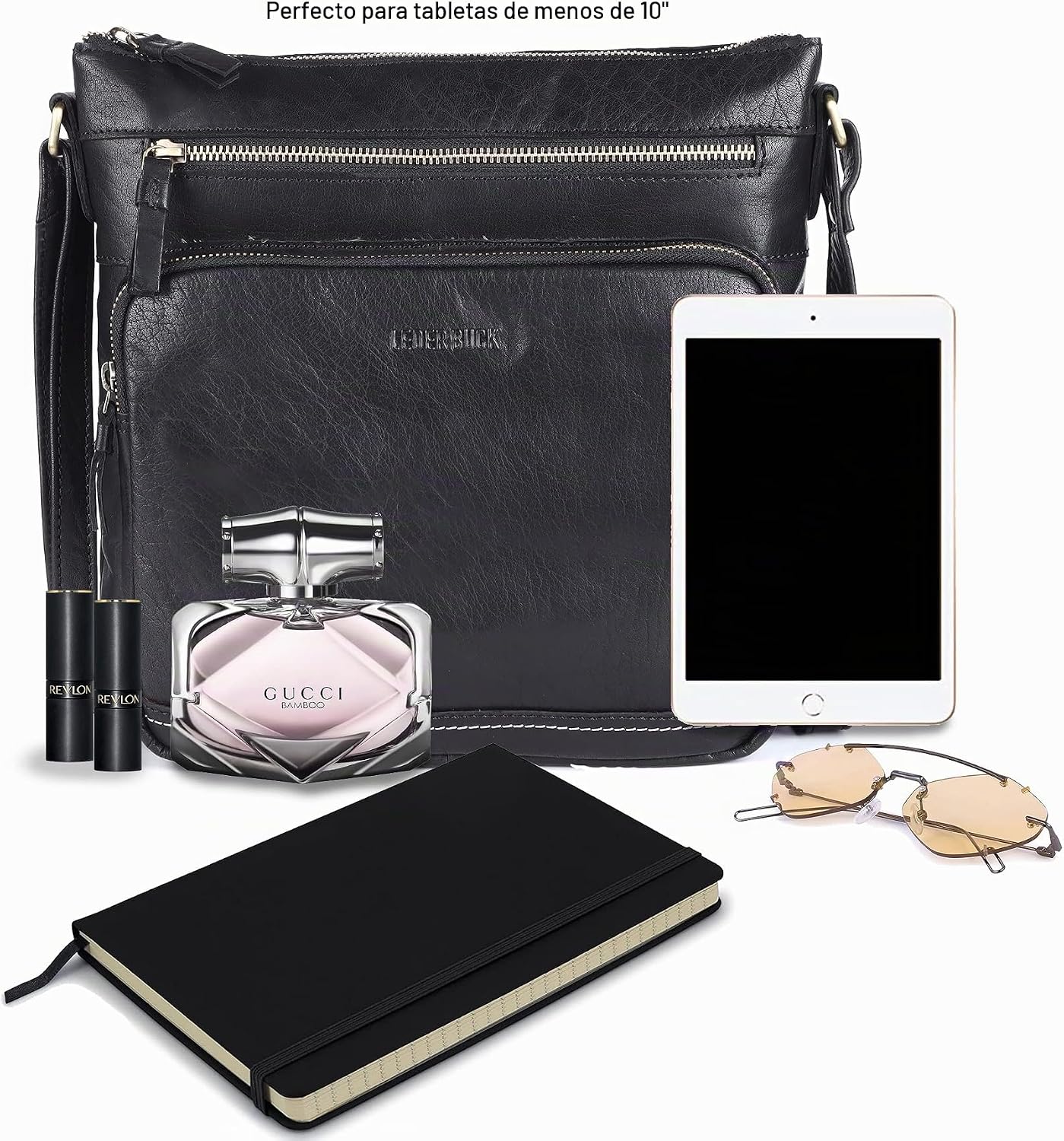 LEDERBUCK Olga - Bolso bandolera extragrande de piel auténtica para...