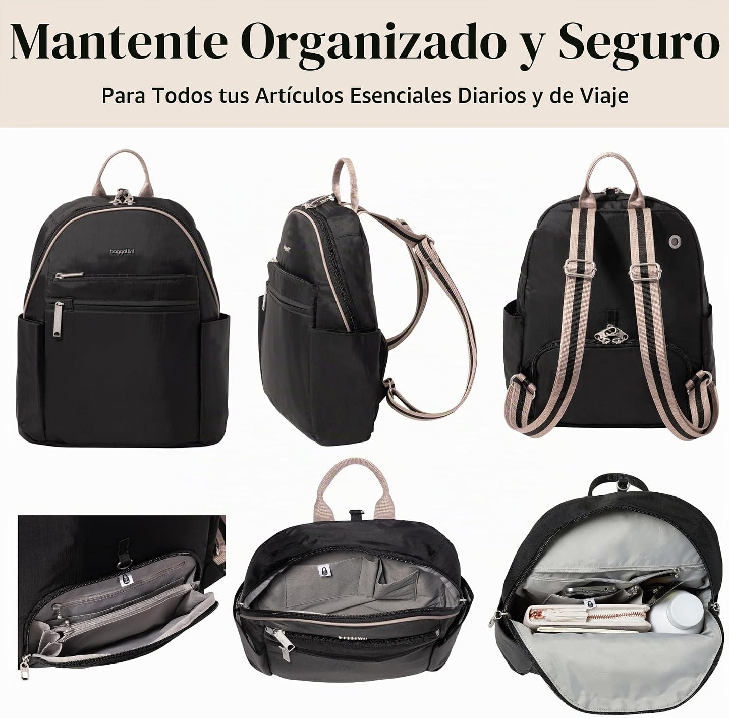 Securtex® Mochila antirrobo de viaje de vacaciones de 10 x 13 pulga...