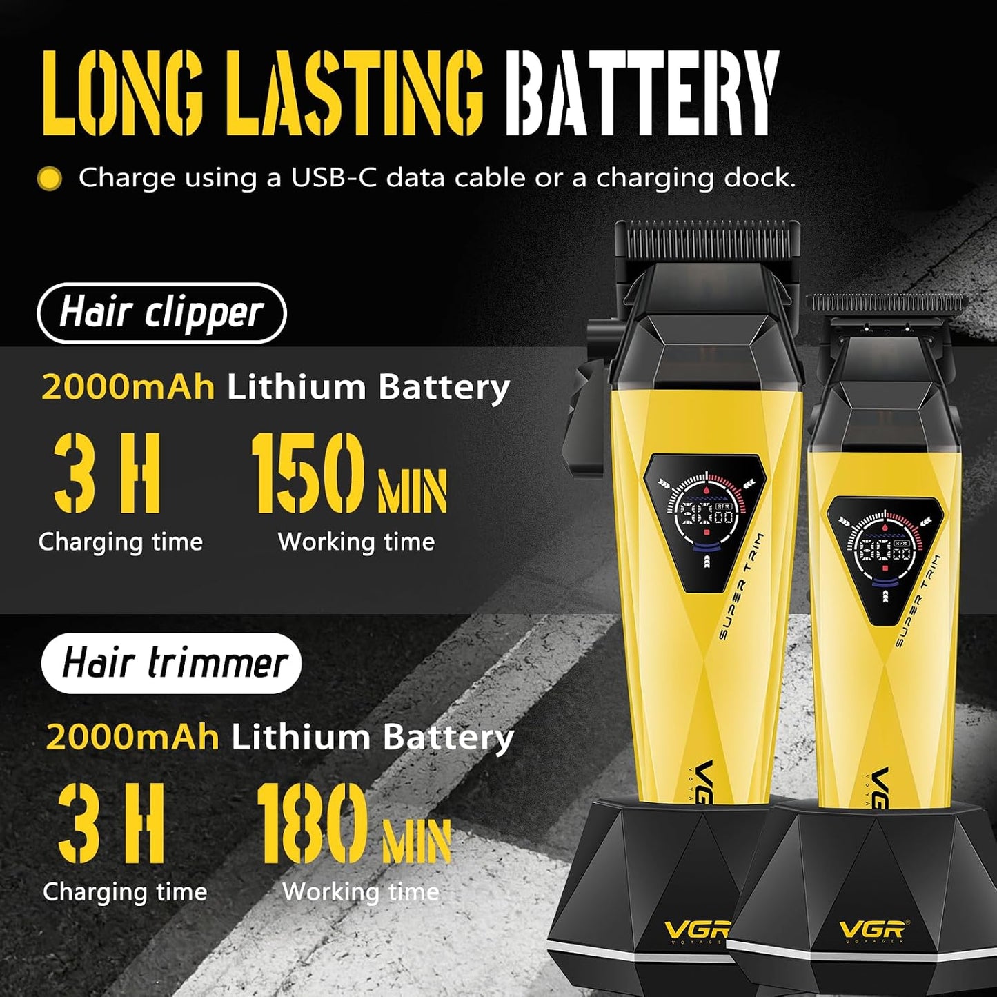VGR 877S3 - Cortadora de pelo para hombre, kit profesional de corte...