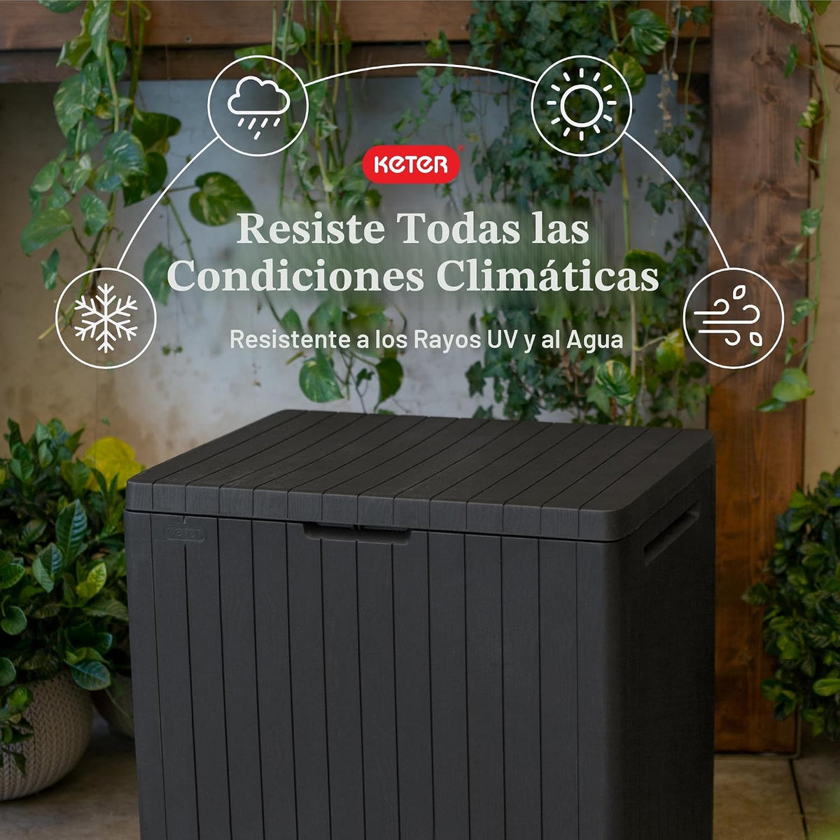 Keter City - Caja de almacenamiento exterior de resina de 30 galone...