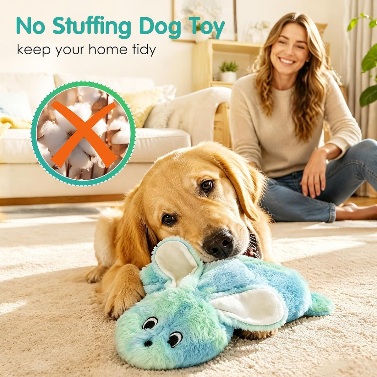 Fuufome Juguete masticable para perros sin relleno, juguete interac...