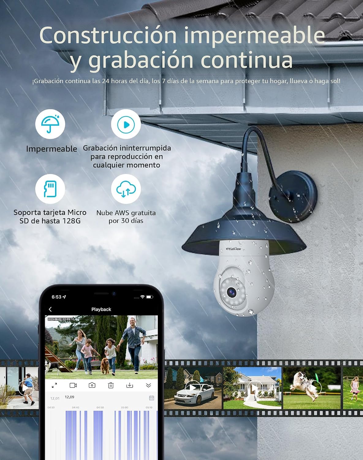 LaView Cámara de seguridad con bombilla de 4MP 2.4GHz, cámaras de s...