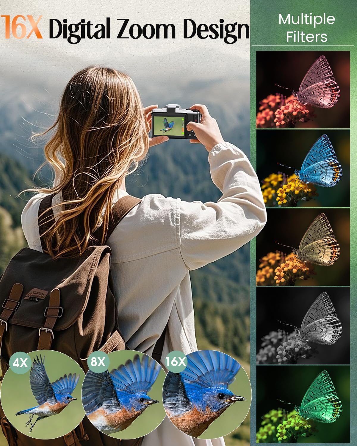 Cámara digital 4K para fotografía con WiFi, cámara de videoblogs de...