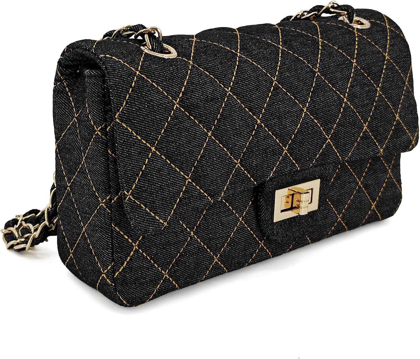 M-ioi-M Bolsos cruzados acolchados de mezclilla para mujer, bolsos...