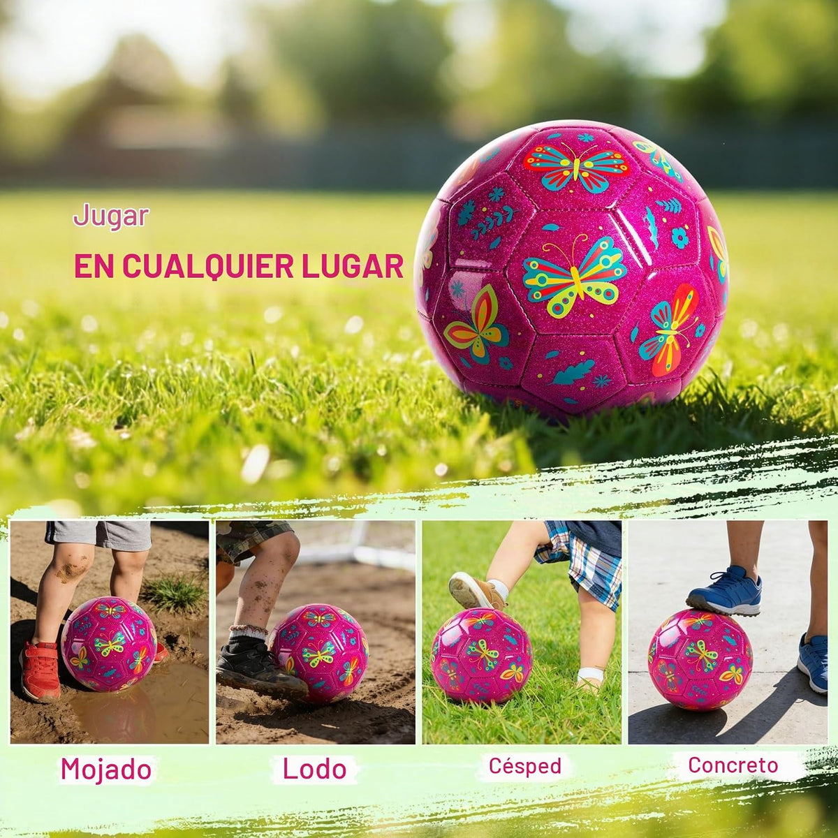 Richball Balón de fútbol rosa tamaño 3, pelota de fútbol para niñas...