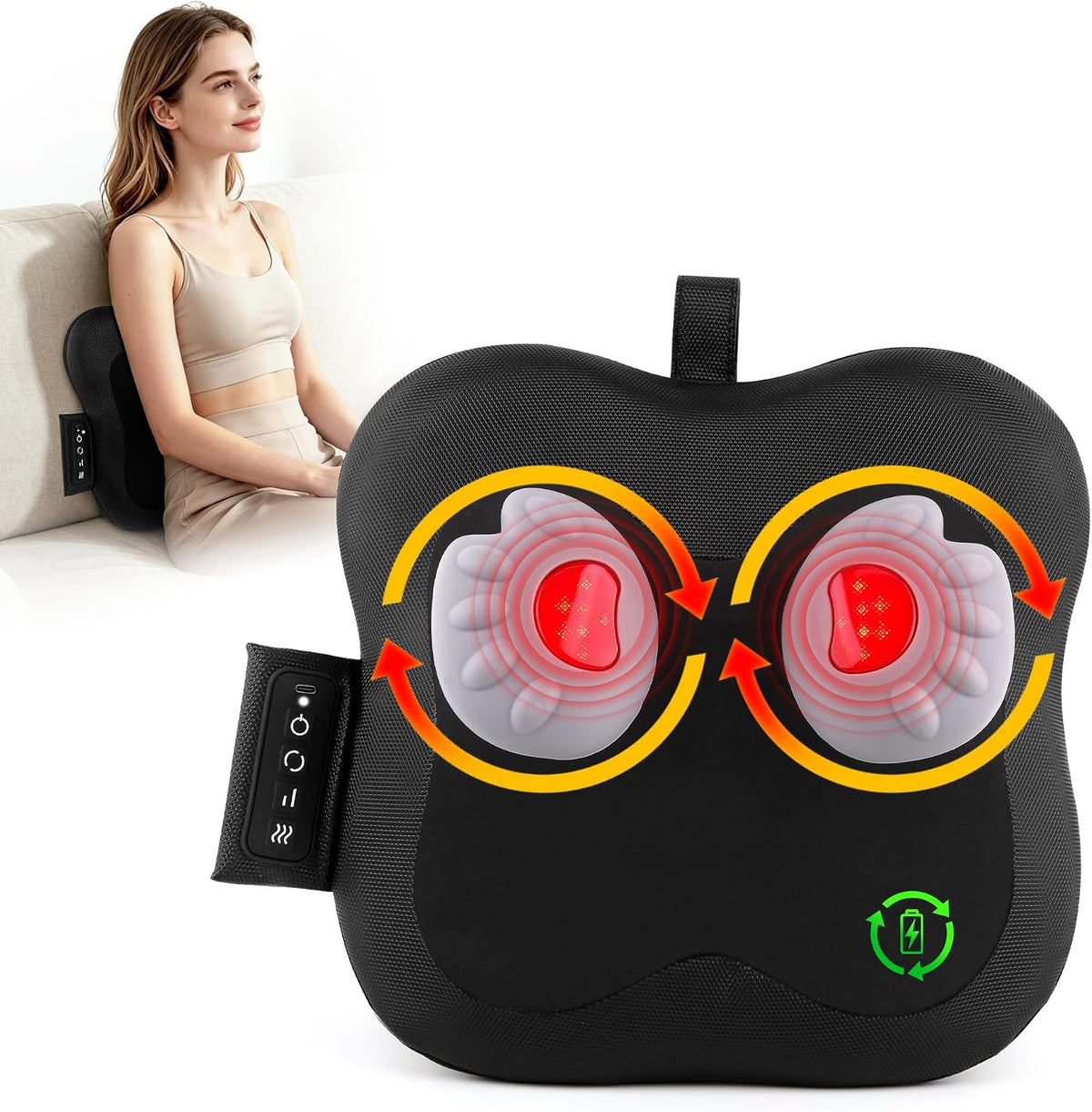 Masajeador inalámbrico de espalda y cuello con calor, tejido profun...