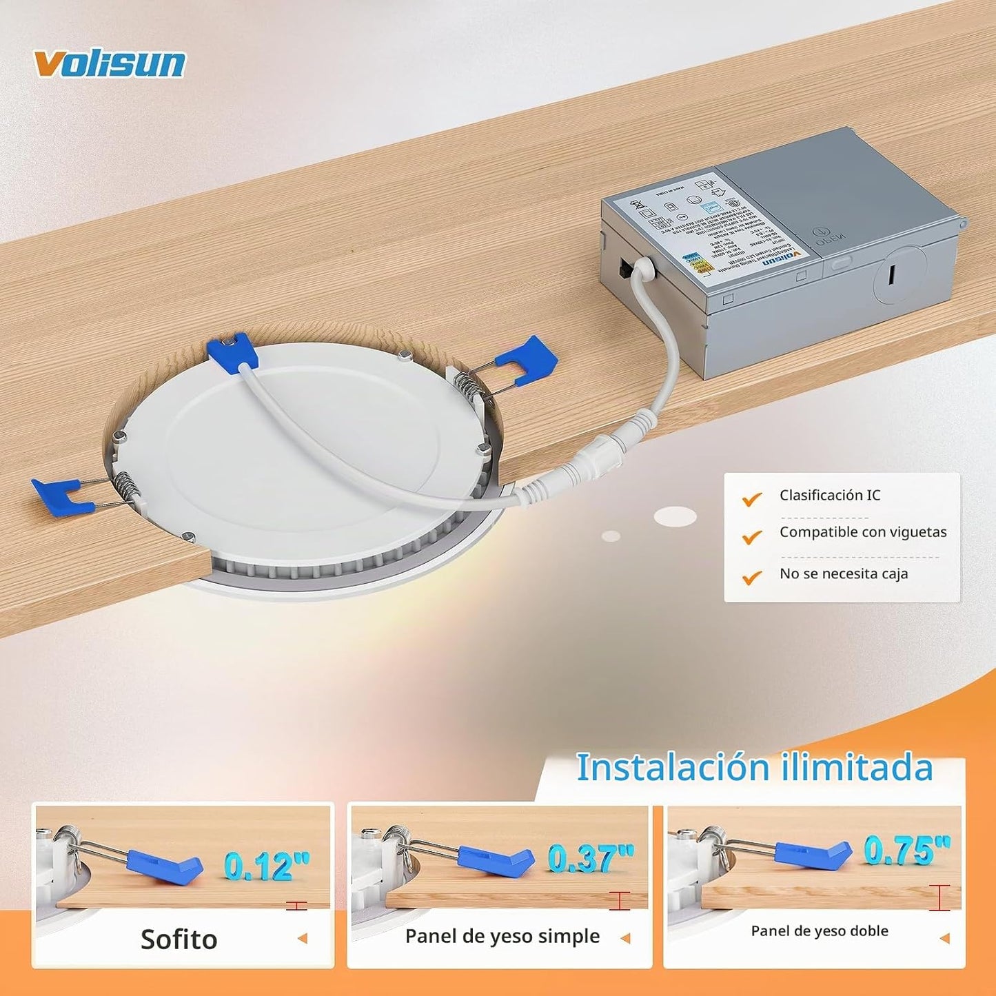 VOLISUN Paquete de 24 luces empotrables de 4 pulgadas, 5CCT LED emp...