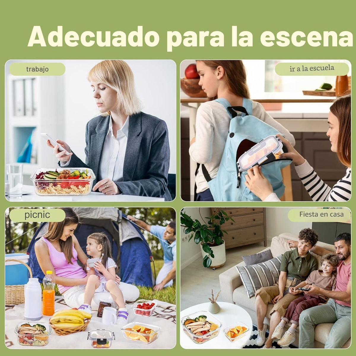 Liuruiyu - Paquete de 8 contenedores de vidrio para almacenamiento...