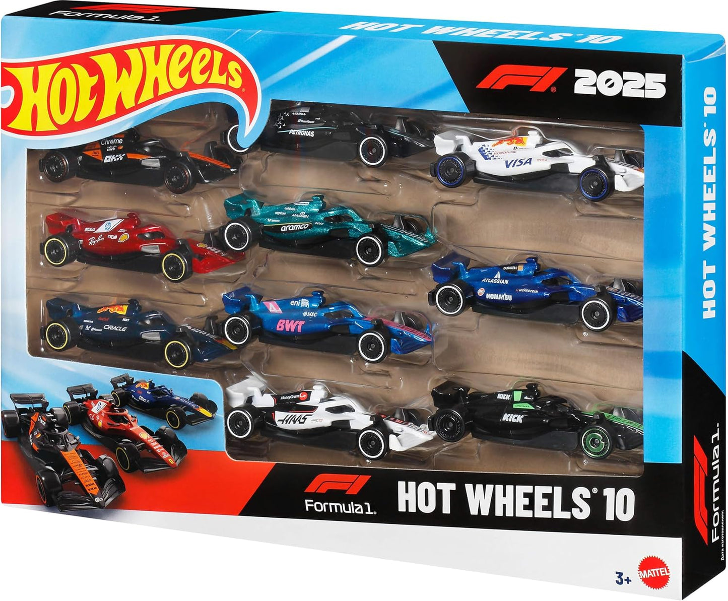 Hot Wheels Fórmula 1 2025 Paquete de 10 | Juego de 10 coches de car...