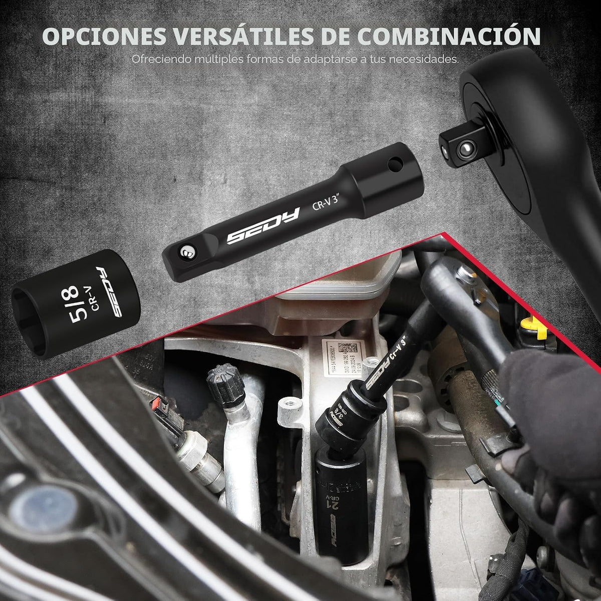 Juego de herramientas mecánicas premium de 132 piezas, juego de dad...