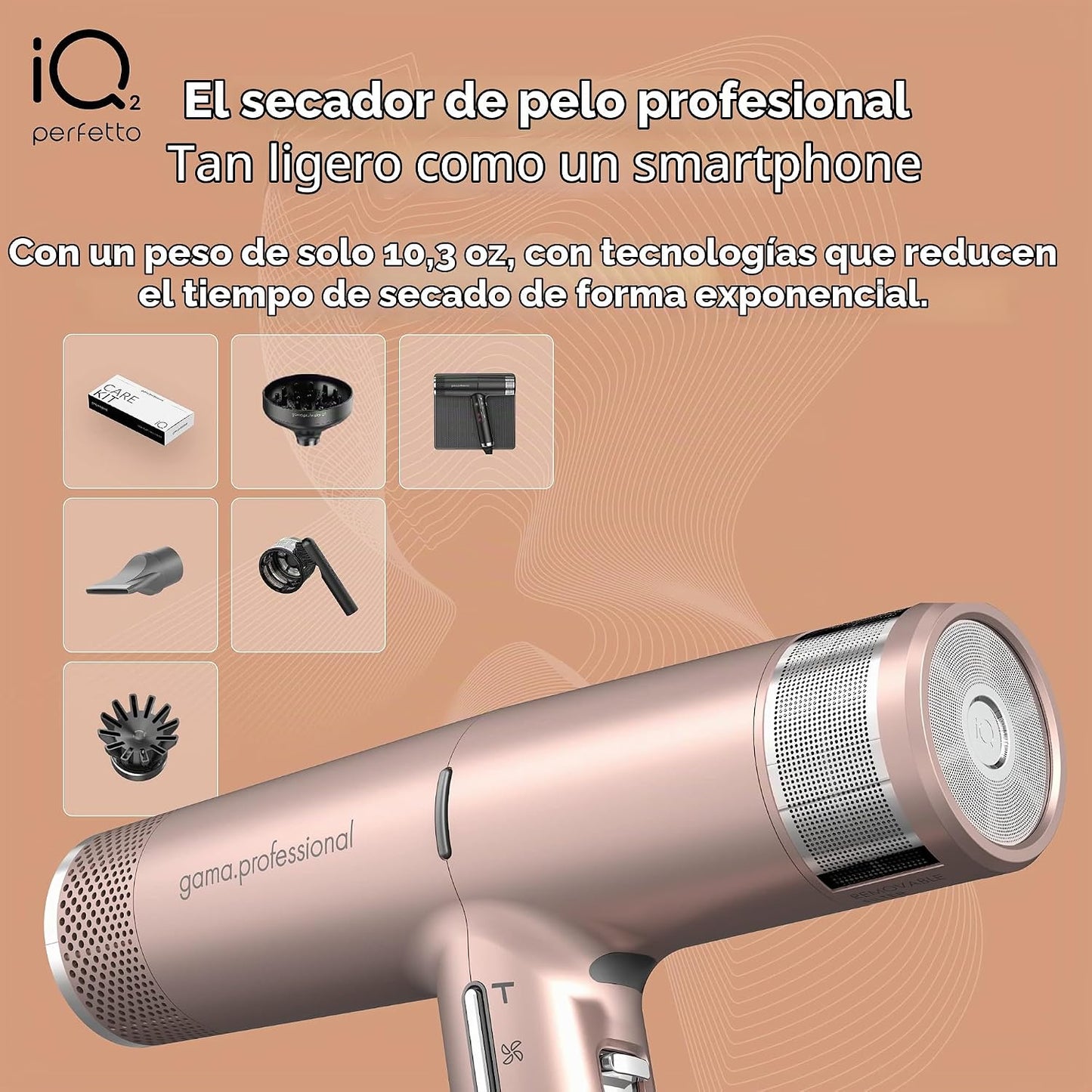 GA.MA Italy - Secador de pelo profesional iQ2 Perfetto, 110,000 RPM...