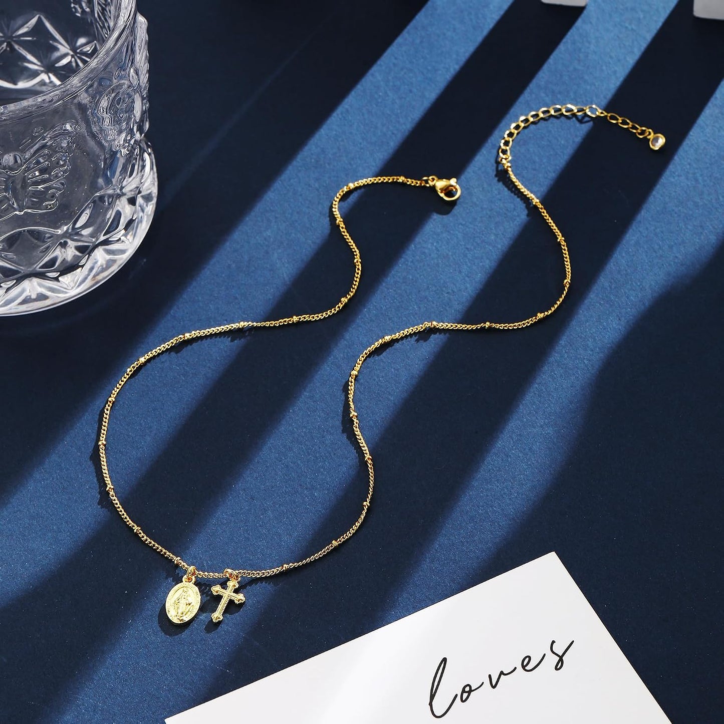 JIKASI Collar de cruz para mujer, chapado en oro o plata de 14 quil...