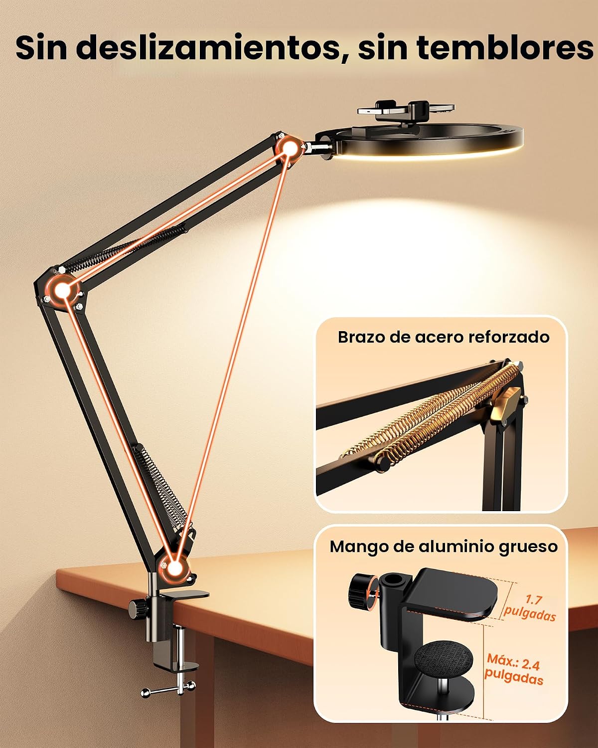 Soporte de Montaje de Teléfono con Cámara Aérea y Anillo de Luz Mej...