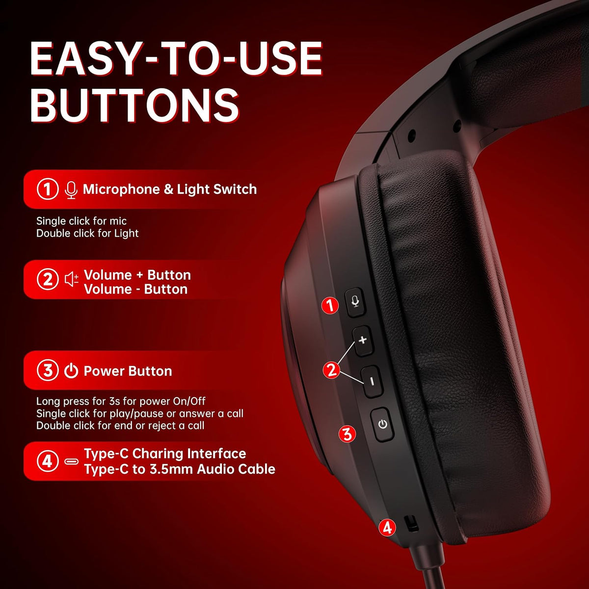 AOC Auriculares Bluetooth para juegos con micrófono para PC, PS5\/4...