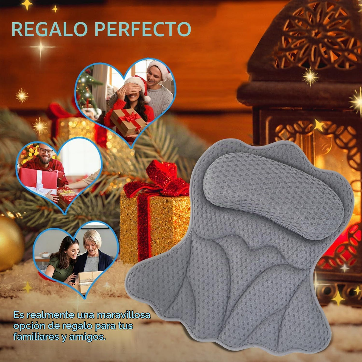 Almohadas de baño REEZEIVI para tina, almohada de baño con 6 ventos...