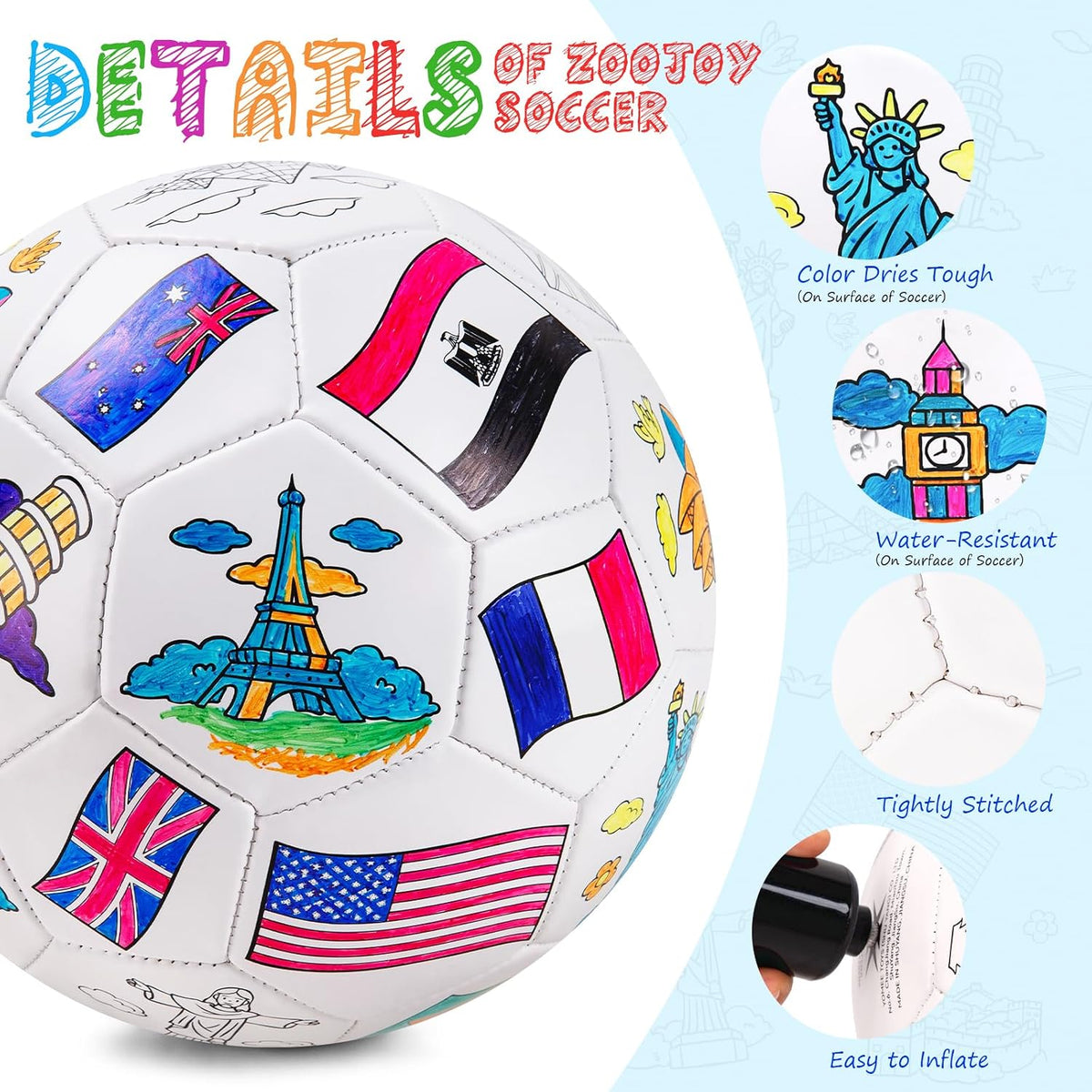 ZOOJOY Colorea tu propio balón de fútbol, kit de manualidades con...