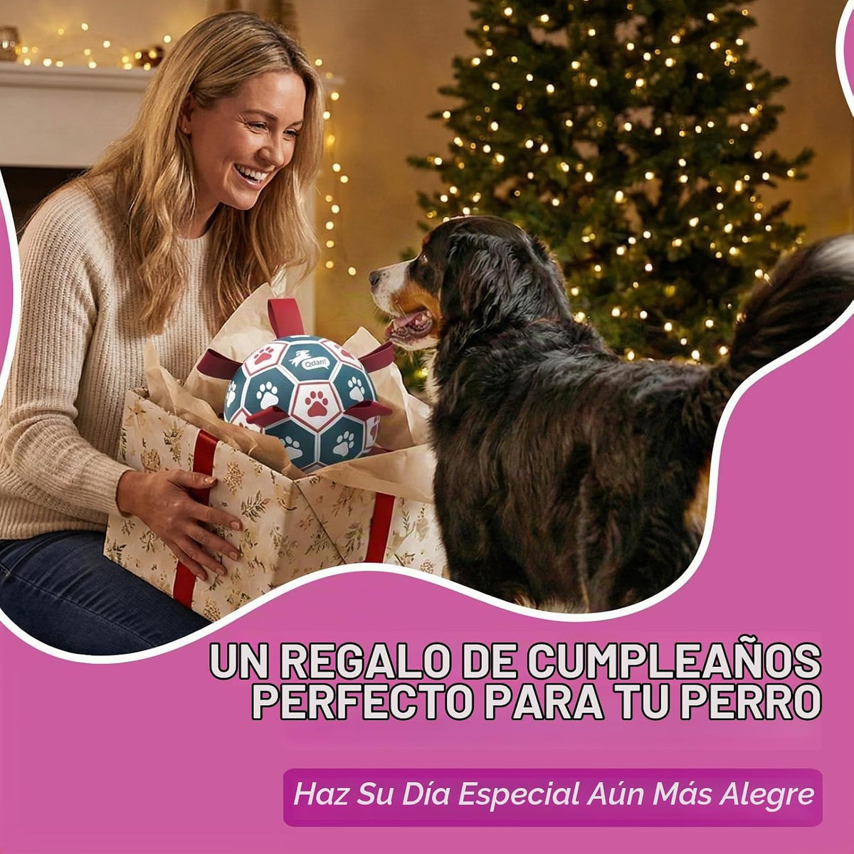 QDAN Juguete grande para perros al aire libre, pelota de fútbol con...