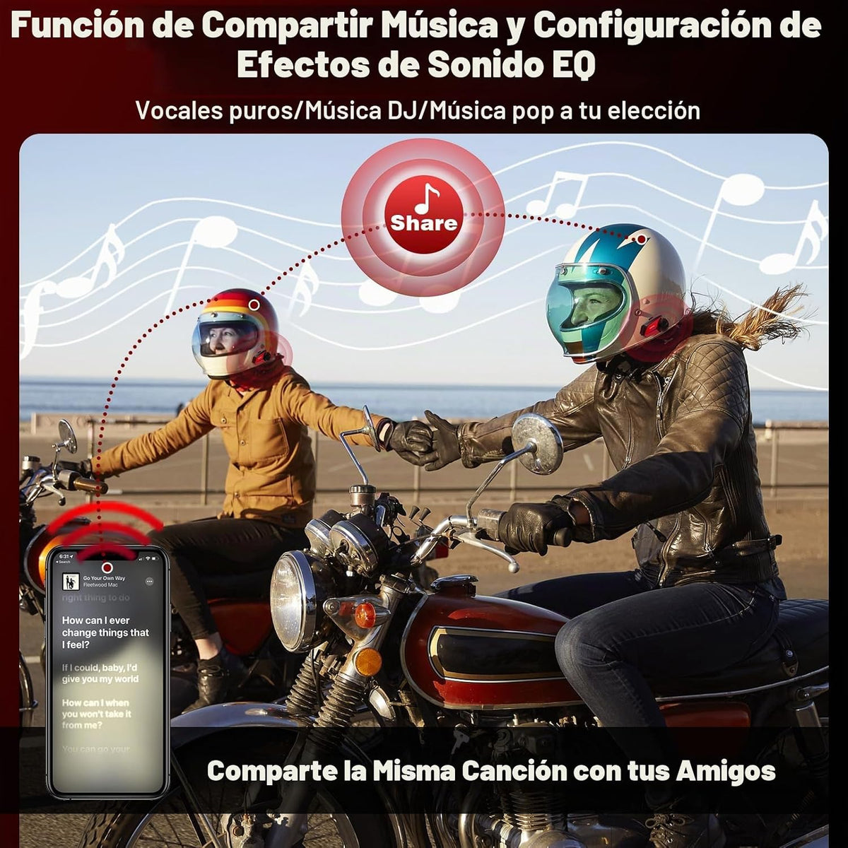 ZOVTIX Auriculares para casco de motocicleta, sistema de comunicaci...