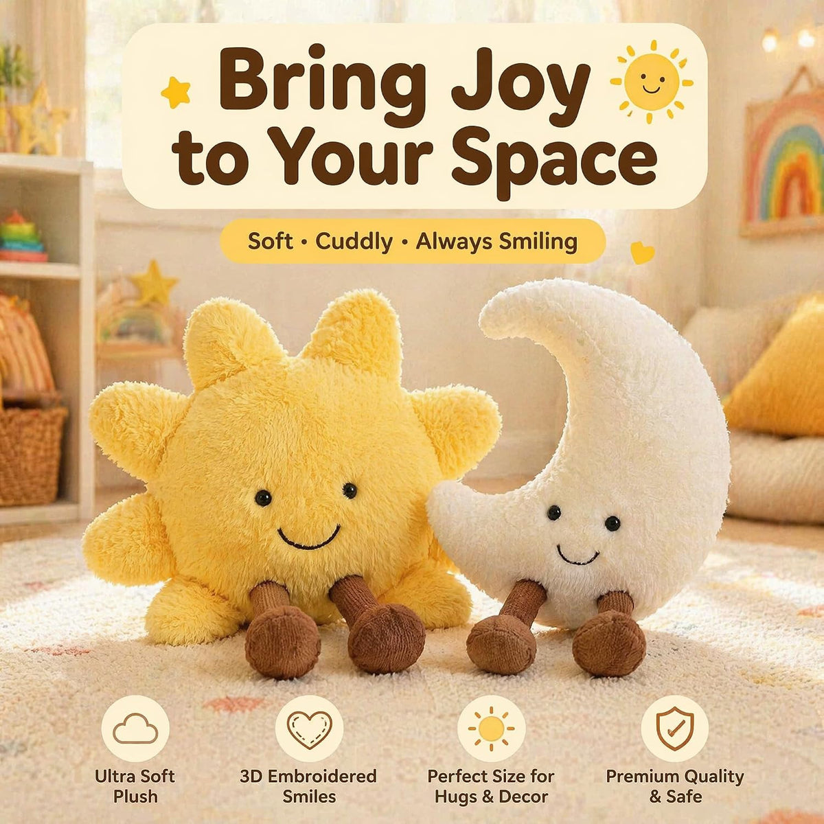 Malvjun Peluche de ratón y sol y luna