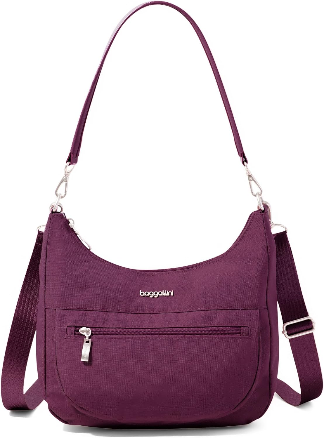Baggallini Moderno bolsillo media luna de 11 x 10.5 pulgadas hombro...