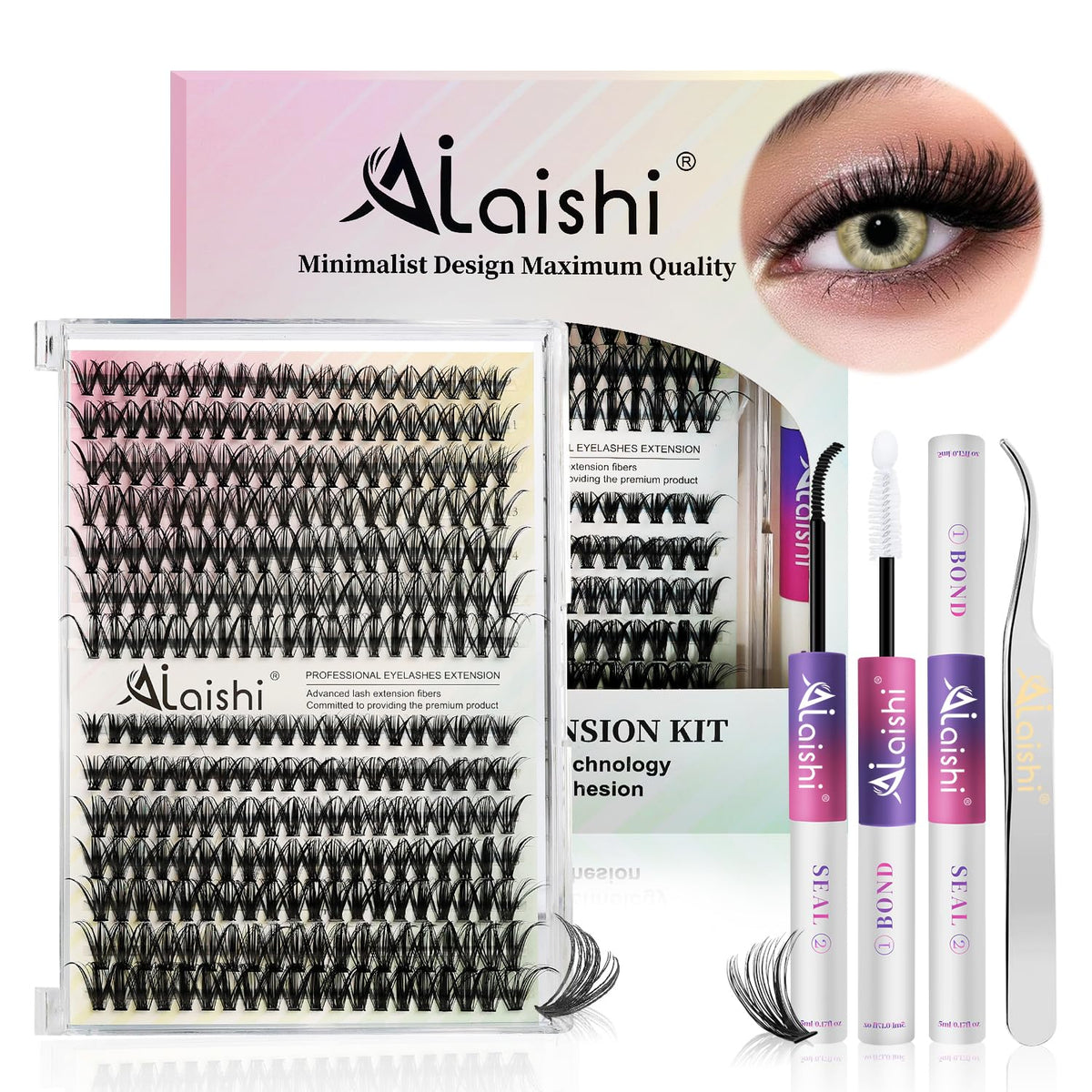 Kit de racimos de pestañas, extensiones de pestañas en racimo DIY 9...