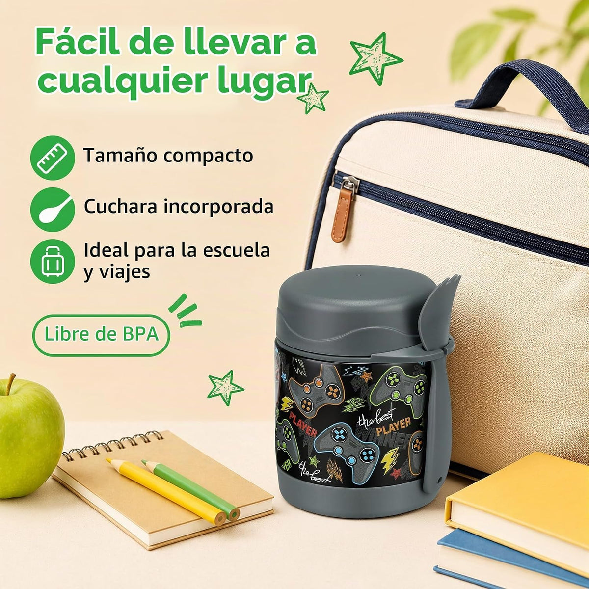 Pawtong Termo de sopa de 10 onzas para niños con aislamiento térmic...