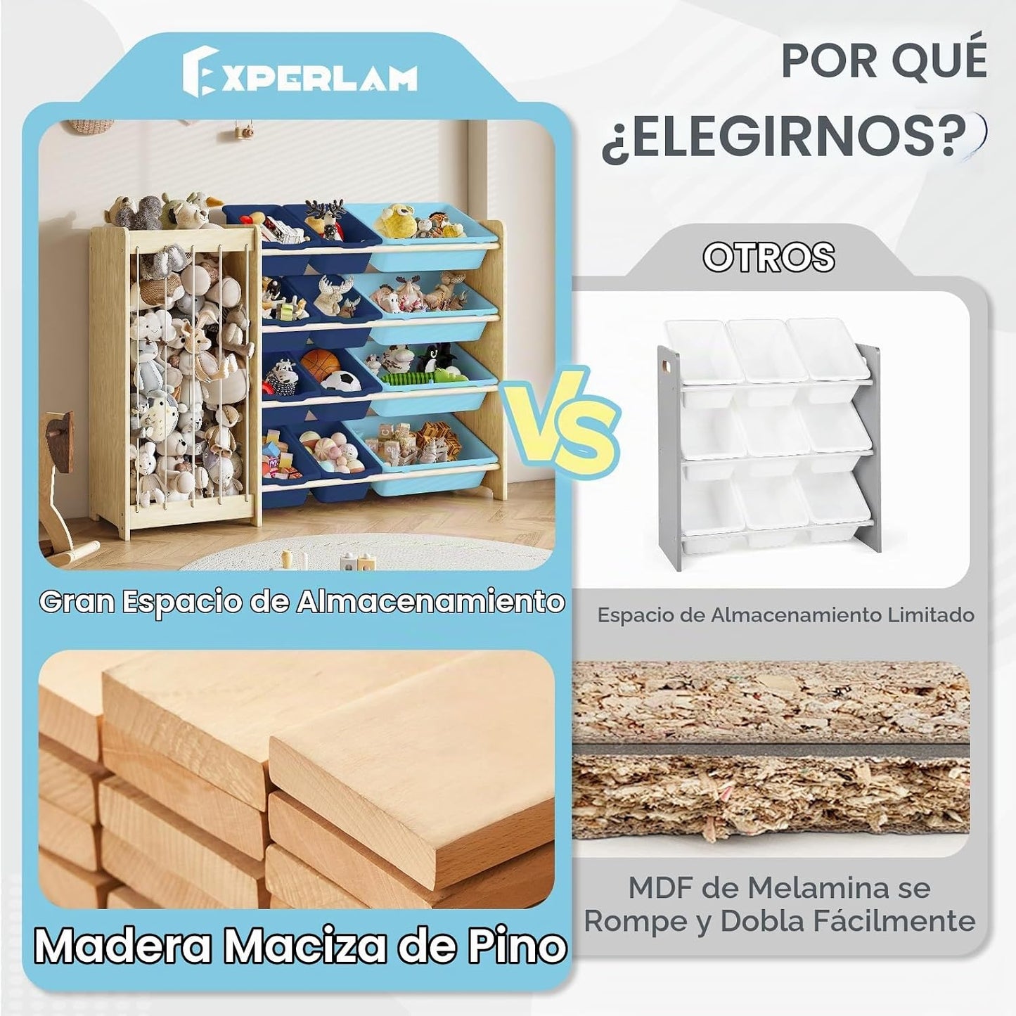 EXPERLAM Organizador de Almacenamiento de Juguetes para Niños, 2 en...