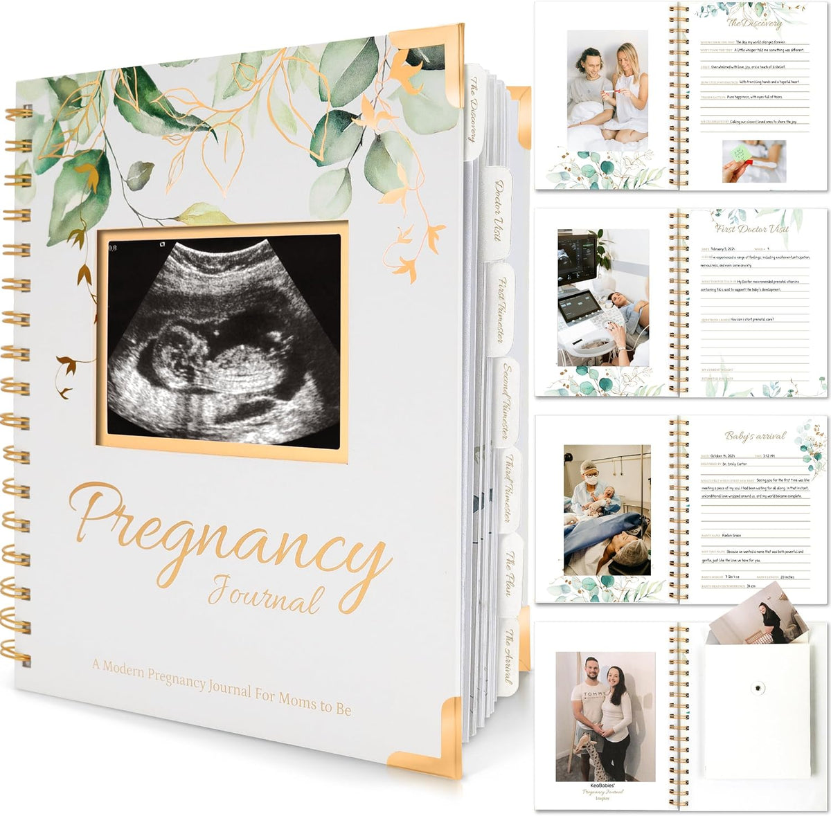 Diario de embarazo para madres primerizas, 90 páginas de tapa dura...