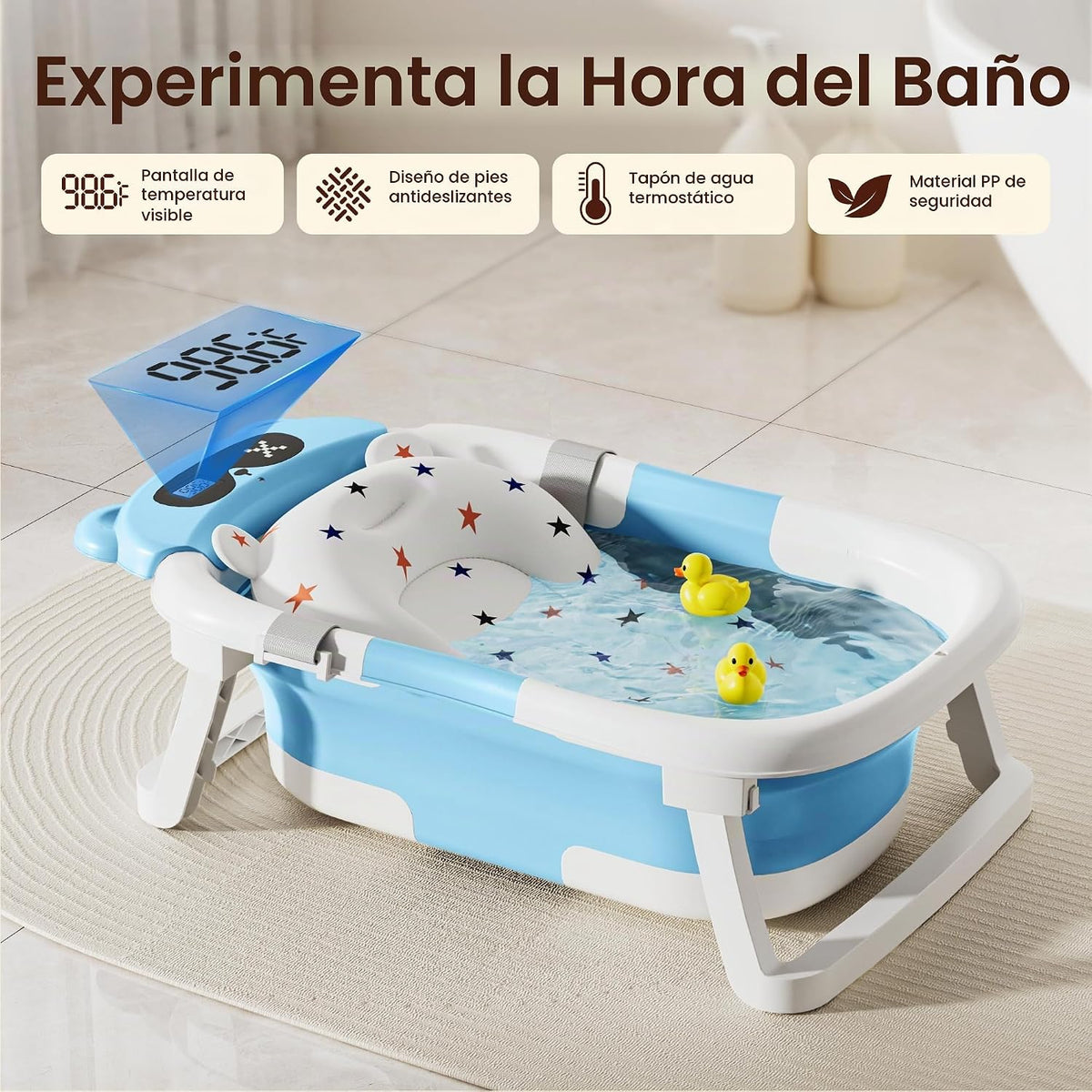 Kerbwry Bañera para bebé, bañera plegable para recién nacidos a niñ...
