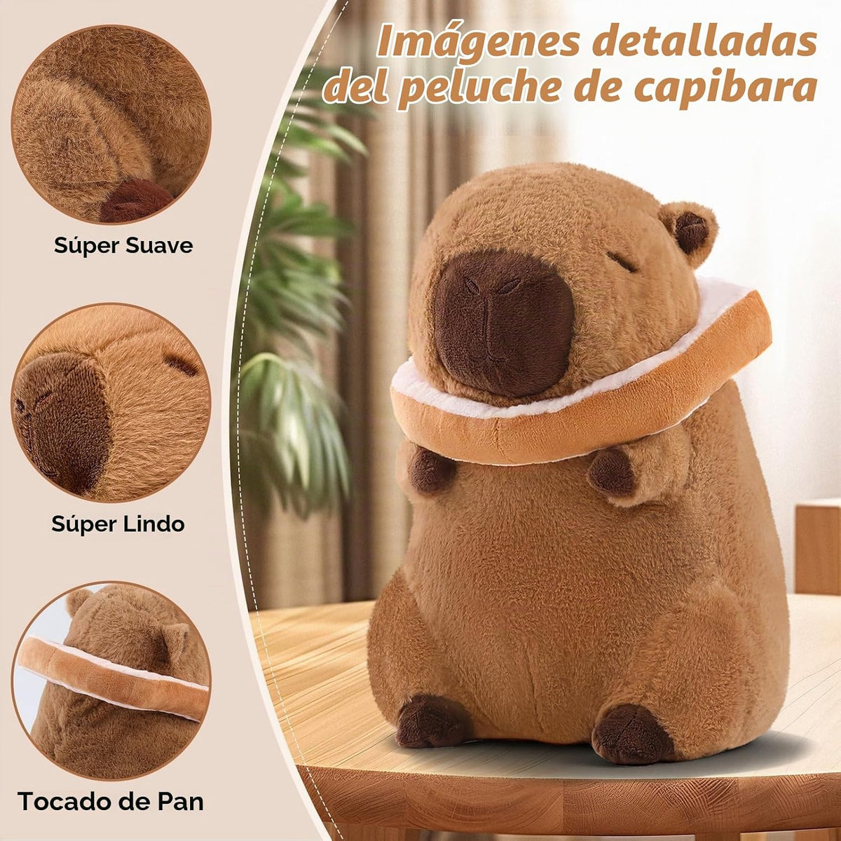 SHINUOER Lindo peluche de Capibara con tostadas de 9 pulgadas | Cap...
