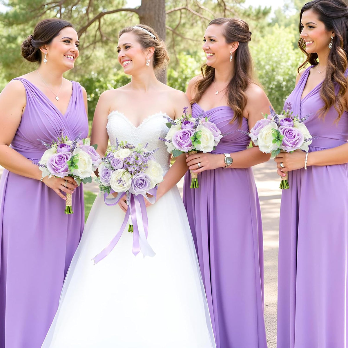 SEMONONIA Ramos de Novia para Boda de 8.5 Pulgadas Lila Flores de R...