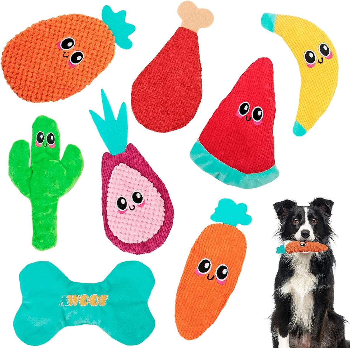 AWOOF Juguetes para perros sin relleno, juguetes arrugados para per...