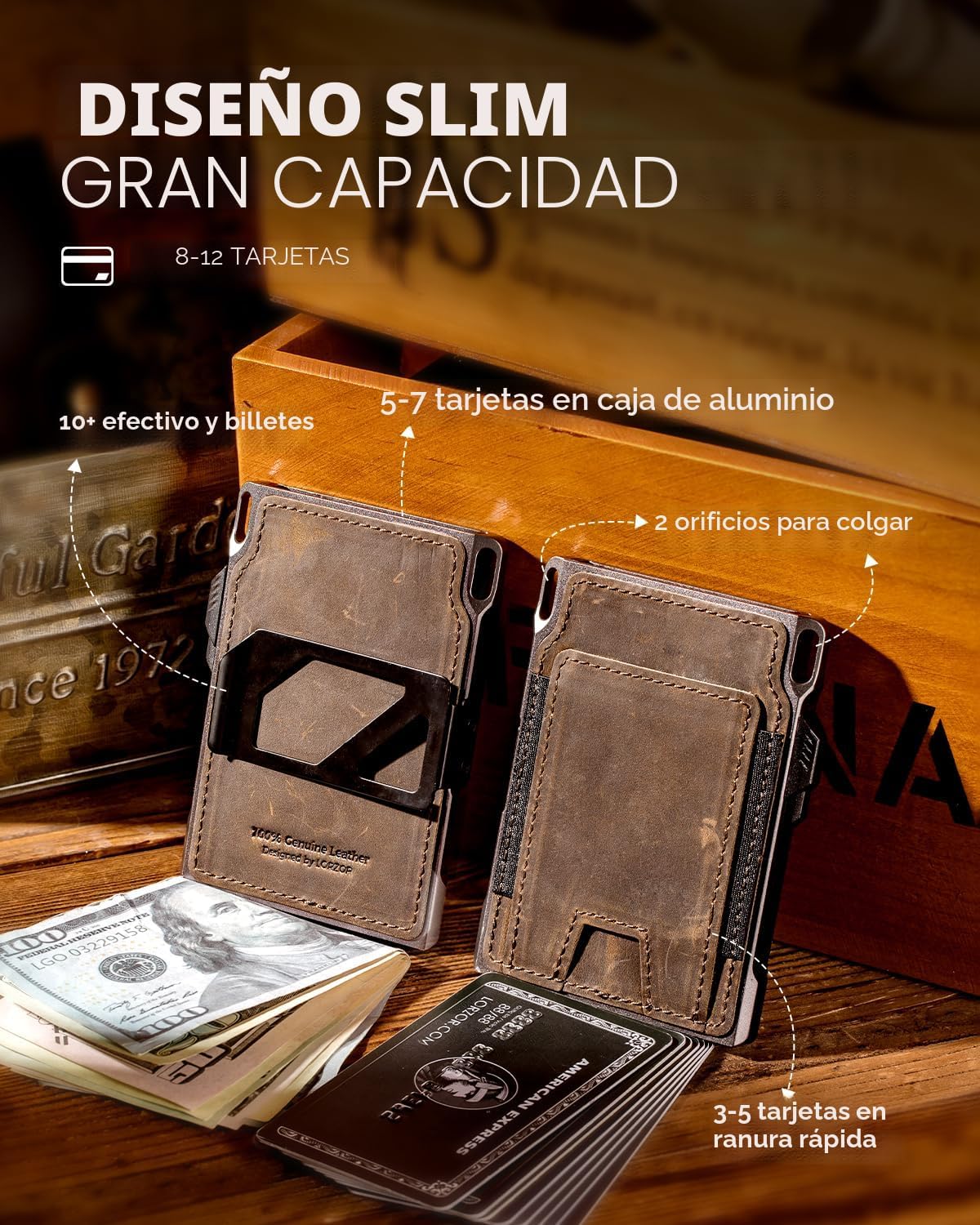 LORZOR Cartera táctica delgada, cartera minimalista para hombres, c...