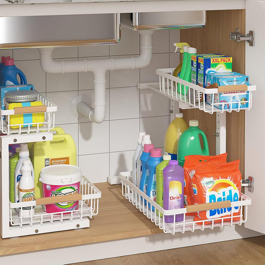 ADRIMER Organizador para debajo del fregadero, 2 unidades, organiza...