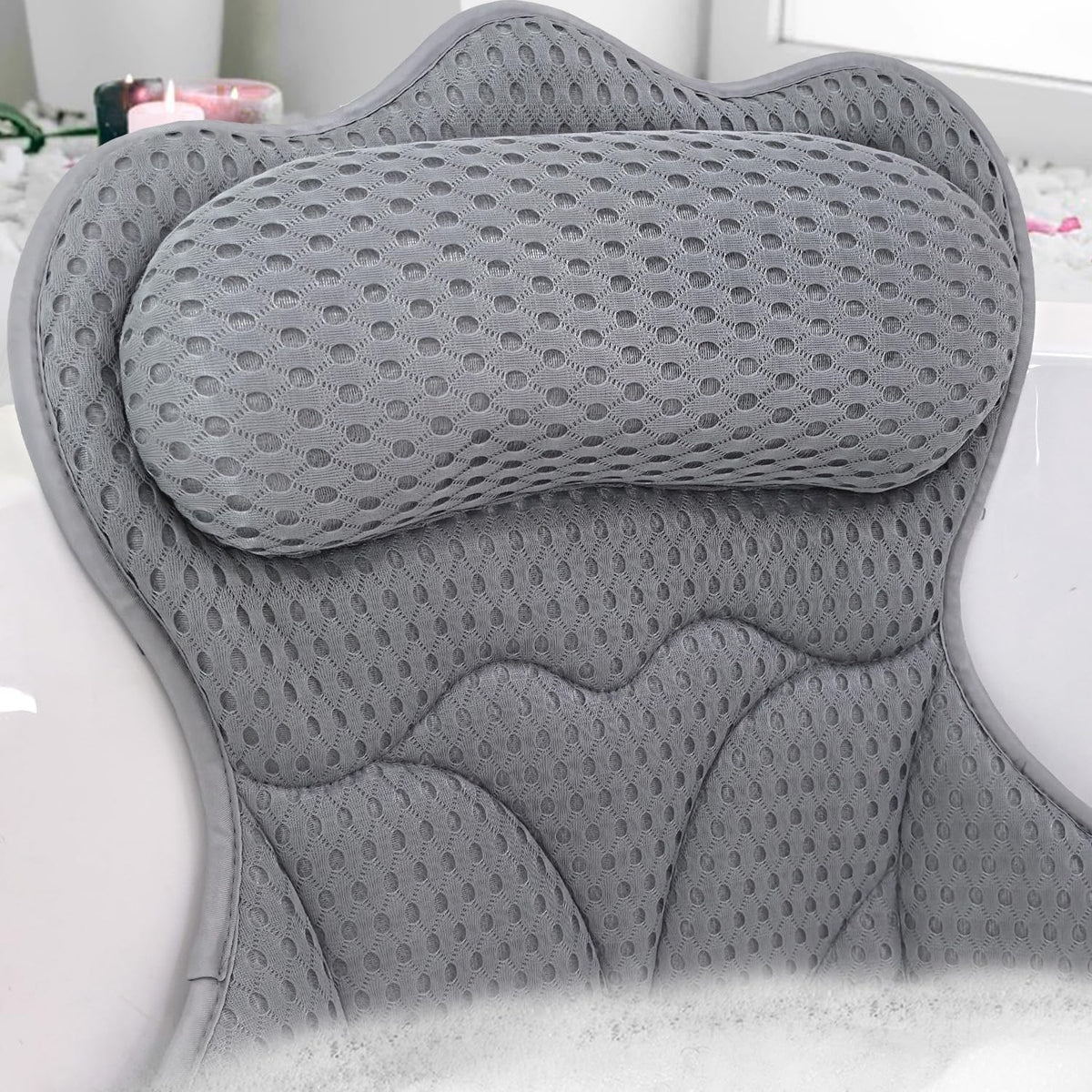 Almohadas de baño REEZEIVI para tina, almohada de baño con 6 ventos...