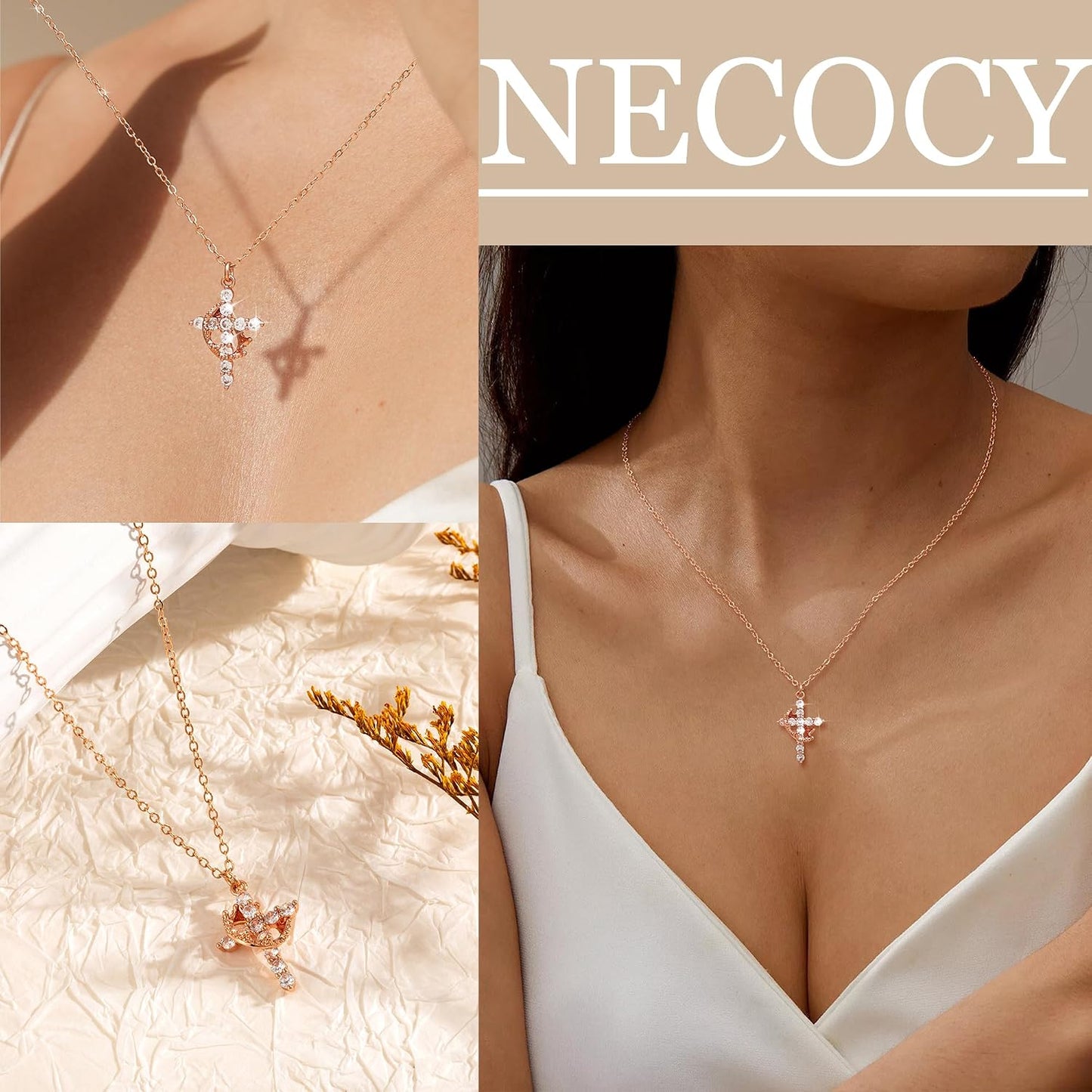 NECOCY Regalos de Pascua, collares mejorados con cruz de corona par...