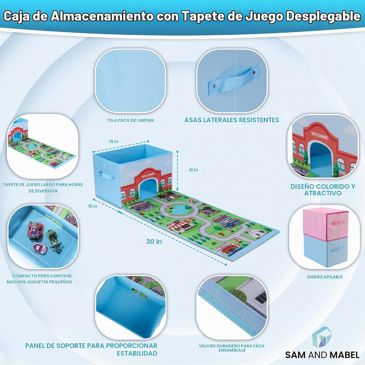 SAM AND MABEL Caja de Almacenamiento de Juguetes para Coches de Jug...