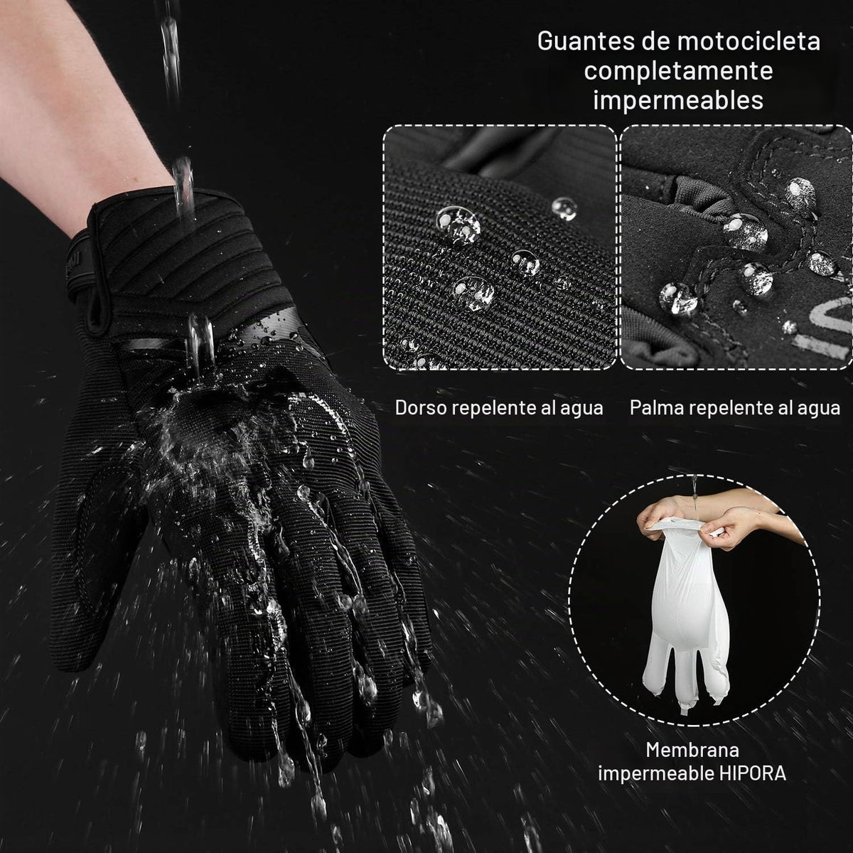 INBIKE - Guantes de invierno con forro polar térmico para motocicle...