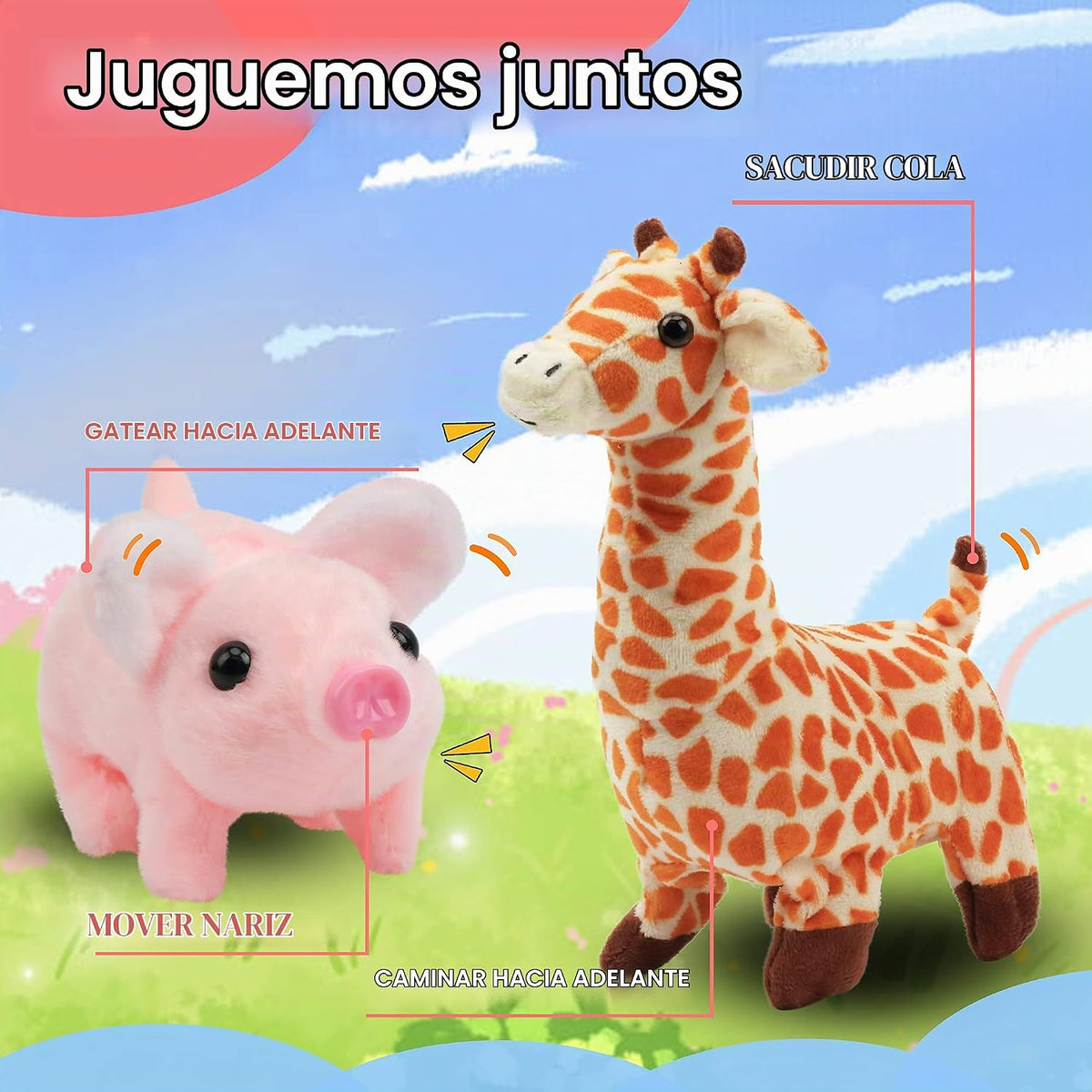 Hopearl - Cerdito interactivo que camina, juguete de peluche electr...