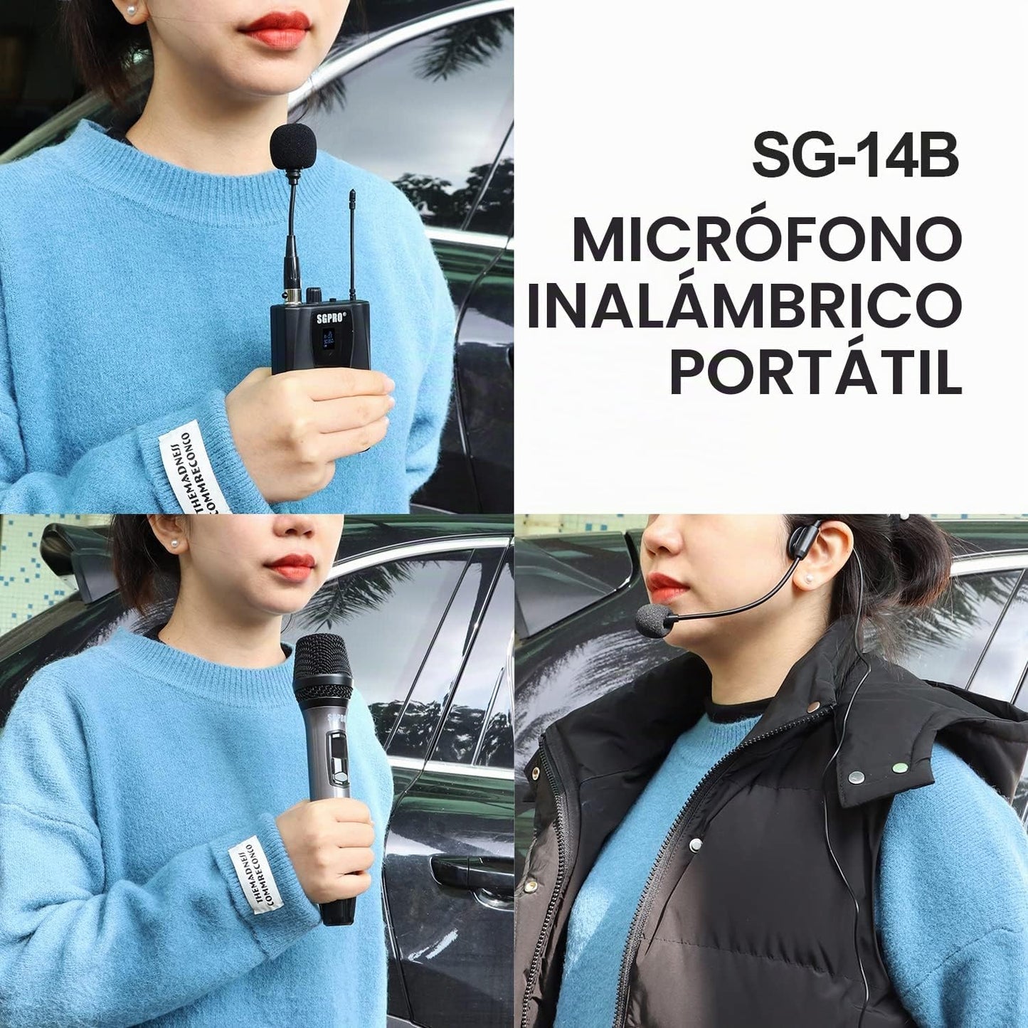 SGPRO Juego de micrófono inalámbrico multiusos con receptor compact...