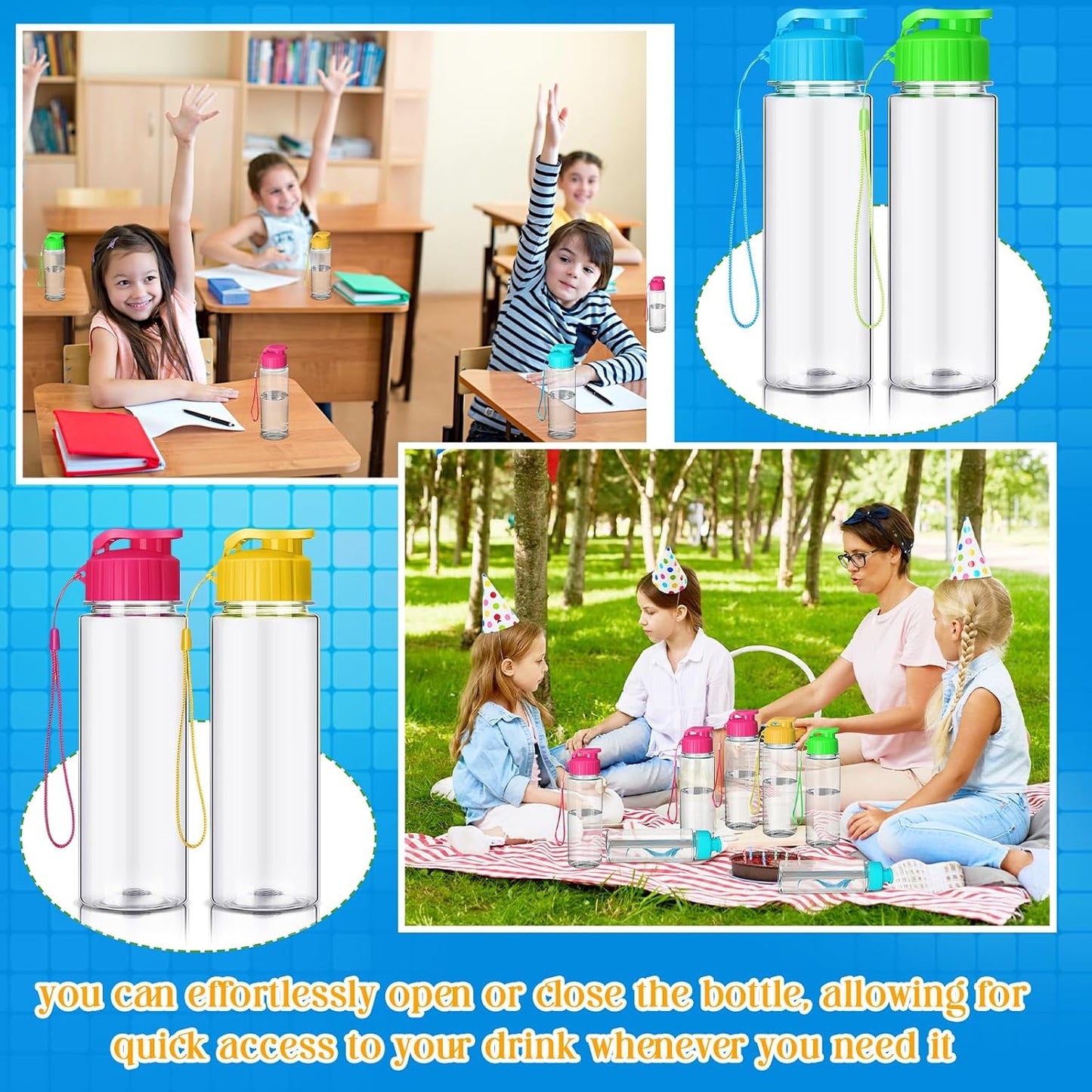Mifoci 40 botellas de agua de plástico a granel para niños y adulto...